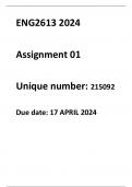 ENG2613 ASSIGNMENT 1 2024 &lpar;WRITTEN&rpar; - DUE DATE  17 APRIL 2024