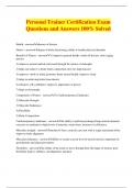 Personal Trainer Certification Exam Questions and Answers 100&percnt; Solved