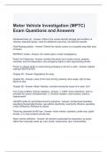 Motor Vehicle Investigation (MPTC) Exam Questions and Answers
