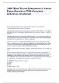 2024&excl;&excl;Real Estate Salesperson License Exam Questions With Complete Solutions&comma; Graded A&plus;