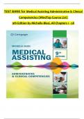 TEST BANK For Medical Assisting Administrative & Clinical Competencies (MindTap Course List) 9th Edition by Michelle Blesi, Verified Chapters 1 - 58, Complete Newest Version