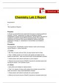 CHEM 104 LAB 2 Report Equilibrium Reactions Complete 2024 / 2025 | 100% Verified