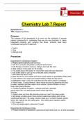 CHEM 104 LAB 7 Organic Synthesis Complete 2024 / 2025 | 100% Verified