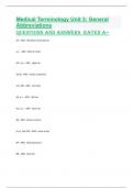 Medical Terminology Unit 3: General Abbreviations Questions and Answers  Rated A+