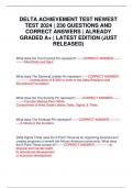DELTA ACHIEVEMENT TEST NEWEST TEST 2024 | 230 QUESTIONS AND CORRECT ANSWERS | ALREADY GRADED A+ | LATEST EDITION (JUST RELEASED)