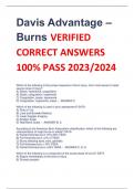 Davis Advantage – Burns VERIFIED  CORRECT ANSWERS  100% PASS 2023/2024