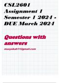 CSL2601 Assignment 1 Semester 1 2024 - DUE March 2024