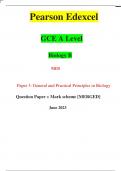 Pearson Edexcel GCE A Level Biology B 9BI0 Paper 3: General and Practical Principles in Biology Question Paper + Mark scheme [MERGED] June 2023