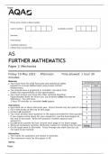 AQA AS Level FURTHER MATHEMATICS Question Paper 2 Mechanics MAY 2023