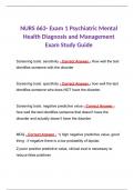 NURS663 | NURS 663  Exam 1 Psychiatric Mental Health Diagnosis and Management Exam Study Guide  