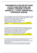 FUNDAMENTALS HESI RN EXIT EXAM LATEST EXAM QUESTIONS AND CORRECT ANSWERS &lpar;ALREADY GRADED A&plus;&rpar; &vert; LATEST VERSION 2024 &vert; PROFESSOR VERIFIED