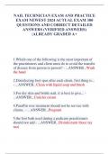 NAIL TECHNICIAN EXAM AND PRACTICE  EXAM NEWEST 2024 ACTUAL EXAM 300  QUESTIONS AND CORRECT DETAILED  ANSWERS (VERIFIED ANSWERS)  |ALREADY GRADED A+