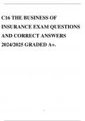 C16 THE BUSINESS OF INSURANCE EXAM QUESTIONS AND CORRECT ANSWERS 2024/2025 GRADED A+.