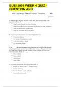 BUSI 2001 WEEK 4 QUIZ - QUESTION AND ANSWERS