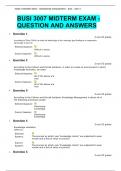 BUSI 3007 MIDTERM EXAM - QUESTION AND ANSWERS