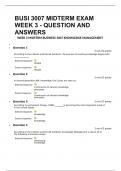 BUSI 3007 MIDTERM EXAM WEEK 3 - QUESTION AND ANSWERS