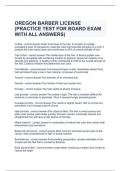 OREGON BARBER LICENSE (PRACTICE TEST FOR BOARD EXAM WITH ALL ANSWERS)