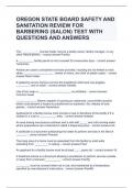 OREGON STATE BOARD SAFETY AND SANITATION REVIEW FOR BARBERING &lpar;SALON&rpar; TEST WITH QUESTIONS AND ANSWERS