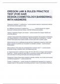 OREGON LAW & RULES&sol; PRACTICE TEST &lpar;FOR HAIR DESIGN&comma;COSMETOLOGY&comma;BARBERING&rpar; WITH ANSWERS