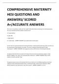 COMPREHENSIVE MATERNITY HESI QUESTIONS AND ANSWERS/ SCORED A+/ACCURATE ANSWERS 