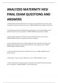 ANALYZED MATERNITY HESI FINAL EXAM QUESTIONS AND ANSWERS 