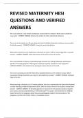 REVISED MATERNITY HESI QUESTIONS AND VERIFIED ANSWERS 