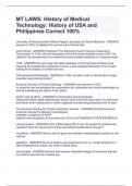 MT LAWS: History of Medical Technology: History of USA and Philippines Correct 100%