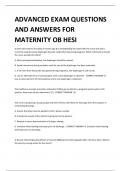 ADVANCED EXAM QUESTIONS AND ANSWERS FOR MATERNITY OB HESI 