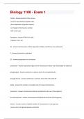 Biology 1108 - Exam 1 Questions And Answers Rated 100% Correct!!