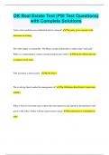 OK Real Estate Test &lpar;PSI Test Questions&rpar;  with Complete Solutions