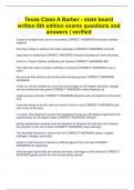 Texas Class A Barber - state board written 6th edition exams questions and answers &vert; verified
