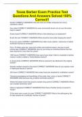 Texas Barber Exam Practice Test Questions And Answers Solved 100&percnt; Correct&excl;&excl;