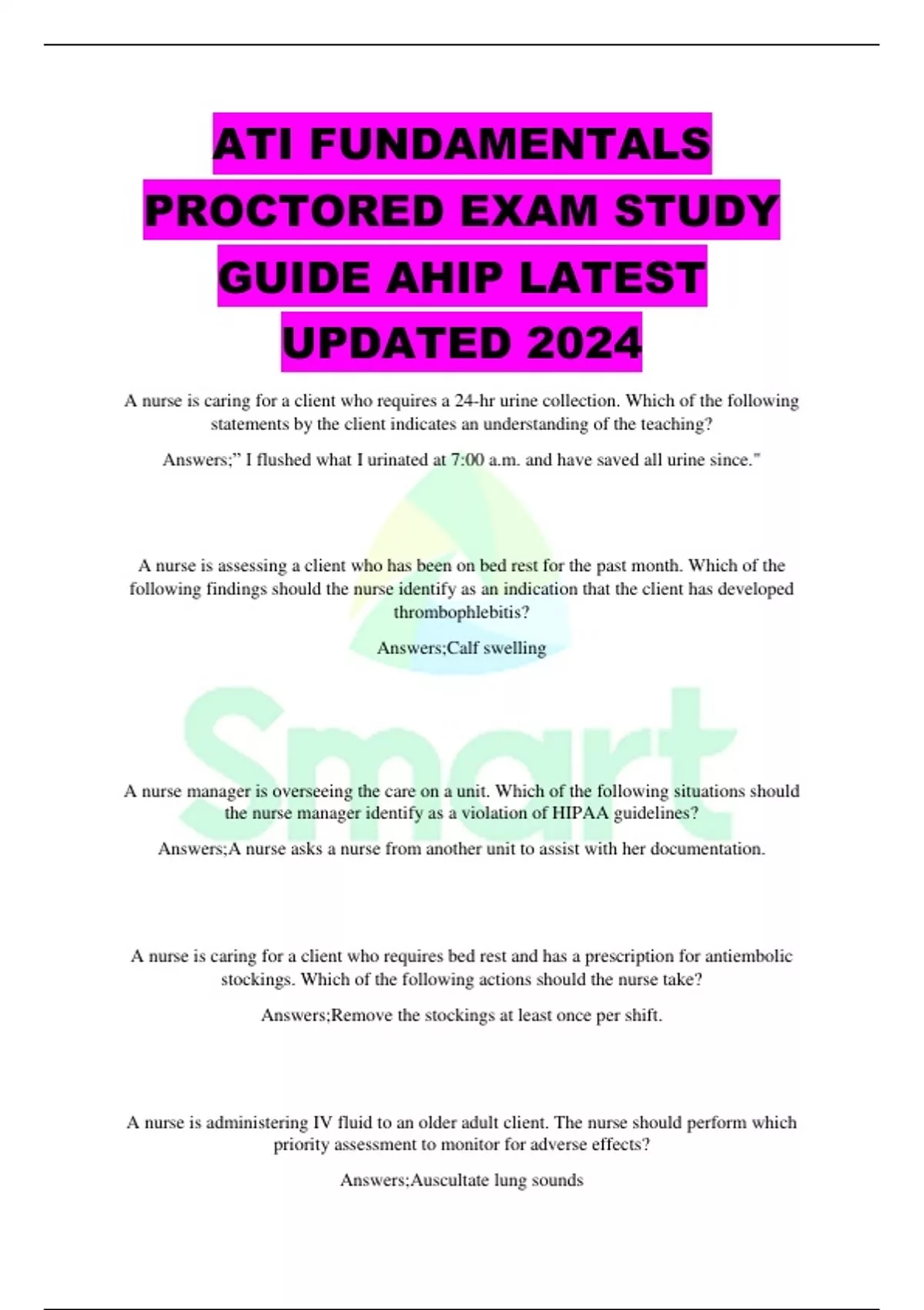 ATI FUNDAMENTALS PROCTORED EXAM STUDY GUIDE AHIP LATEST UPDATED 2024 ...
