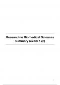 Summary Research in Biomedical Sciences (AB_1142) partial exam 1+2
