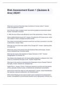 Risk Assessment Exam 1 &lpar;Quizzes & Ans&rpar; 2024&excl;&excl;