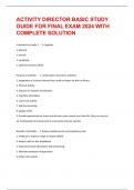 ACTIVITY DIRECTOR BASIC STUDY GUIDE FOR FINAL EXAM 2024 WITH COMPLETE SOLUTION