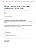 IAO202 - Modules 1 - 2 Threat Actors And Defenders Group Exam  Questions With Solutions 2024.