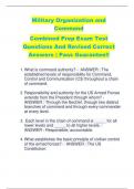Military Organization and  Command Combined Prep Exam Test Questions And Revised Correct  Answers | Pass Guarantee!!