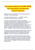 Permanent Makeup VA PMU DPOR Test Questions And Revised  Correct Answers