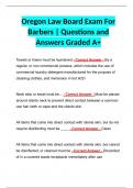 Oregon Law Board Exam For Barbers &vert; Questions and Answers Graded A&plus;