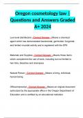 Oregon cosmetology law &vert; Questions and Answers Graded A&plus; 2024