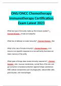 ONS/ONCC Chemotherapy Immunotherapy Certification Exam Latest 2024