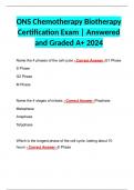 ONS Chemotherapy Biotherapy Certification Exam | Answered and Graded A+ 2024