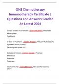 ONS Chemotherapy Immunotherapy Certificate | Questions and Answers Graded A+ Latest 2024