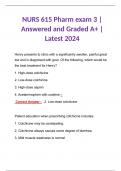 NURS 615 Pharm exam 3 | Answered and Graded A+ | Latest 2024