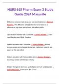 NURS615 | NURS 615 Pharm Exam 3 Study Guide 2024 Maryville