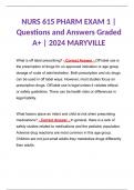 NURS 615 PHARM EXAM 1 | Questions and Answers Graded A+ | 2024 MARYVILLE