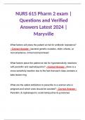NURS 615 Pharm 2 exam | Questions and Verified Answers Latest 2024 | Maryville