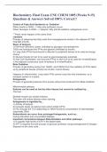 Biochemistry Final Exam UNE CHEM 1005 &lpar;Weeks 9-15&rpar; Questions & Answers Solved 100&percnt; Correct&excl;&excl;
