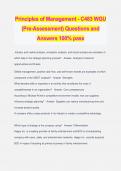 Principles of Management - C483 WGU (Pre-Assessment) Questions and Answers 100% pass